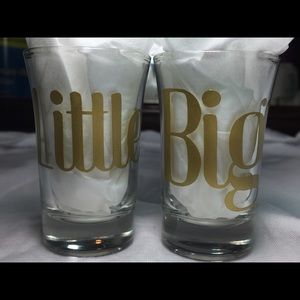 Big & Little matching gold shot glasses / sorority